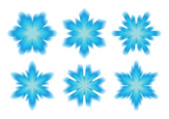 Aura Gradient snowflakes set. Y2k style blurred winter gradient shapes. Blurry blue snow aesthetic elements. Abstract geometric shapes in trendy retro style.