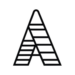 a black and white line drawing of the letter A in a simple, minimalist style