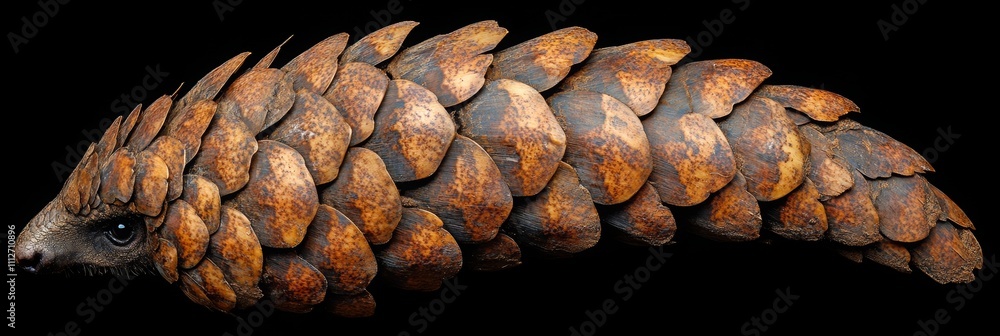 Poster pangolin tail texture, showcasing intricate armored scales and overlapping patterns from a bird's-ey