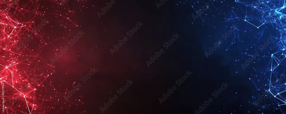 Poster glowing intertwined light streaks in vibrant blue and red hues sharp and dynamic design ideal for te