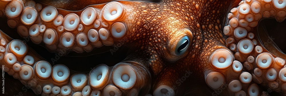 Poster octopus skin patterns, aerial perspective showcasing the unique textures and intricate patterns of a