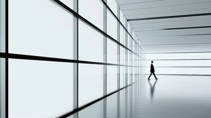 Fototapeta premium Glass-walled office space with active employees and polished floors motion blur adding a sense of energy innovation and professional workflow