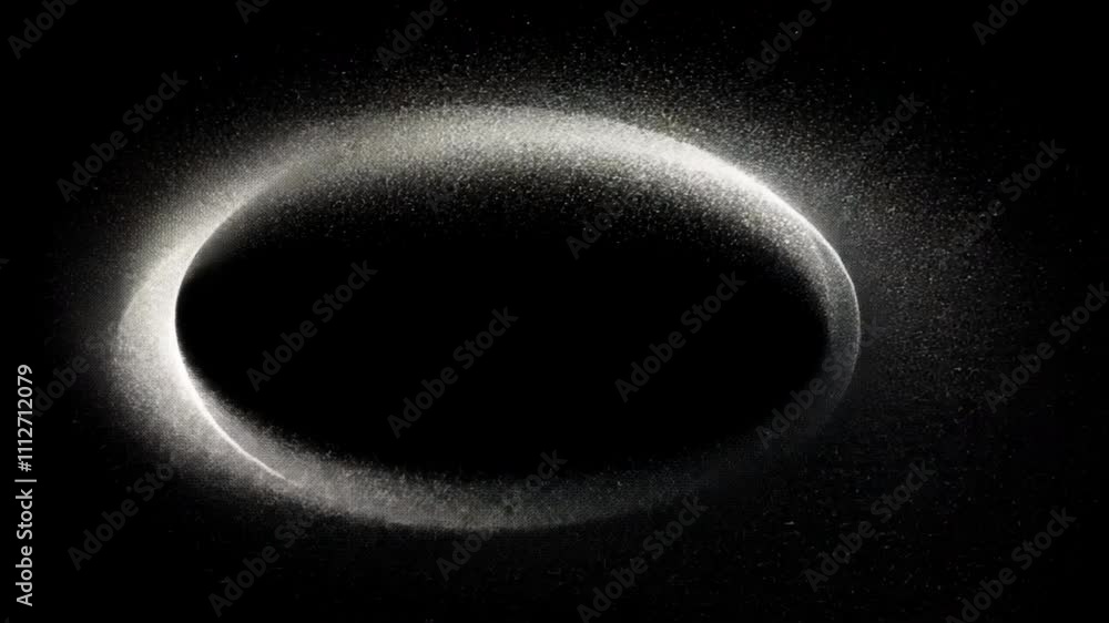 Poster mesmerizing circular pattern of fine particles creates stunning visual effect against black backgrou