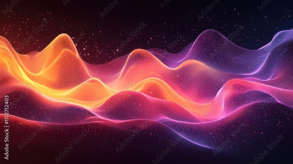 Poster vibrant waves of color flow against a dark background, creating a mesmerizing abstract pattern at ni