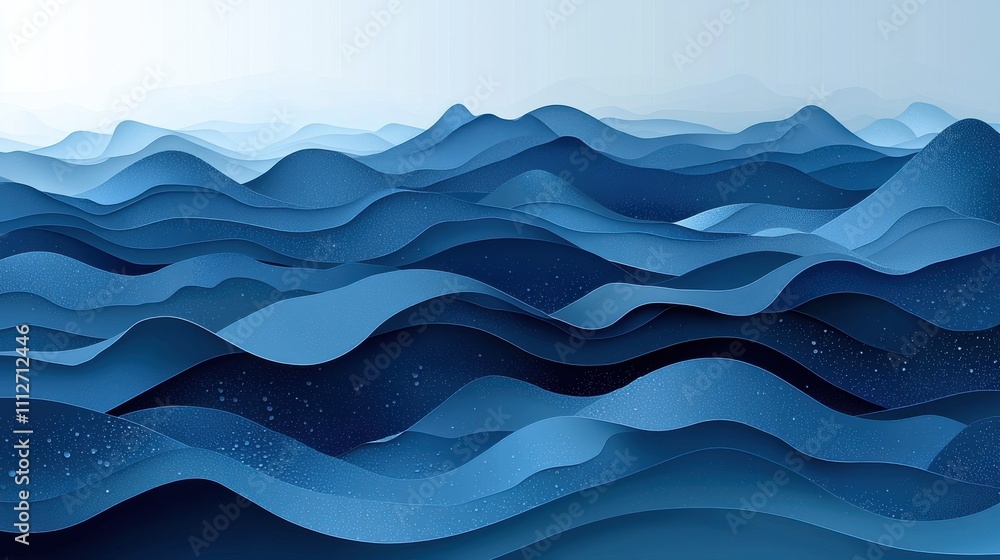 Aufkleber waves of deep blue ocean undulate in a soothing rhythm under soft light creating a calming atmospher