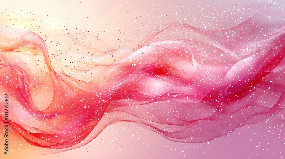 Poster soft pink and orange abstract waves flow together creating a dreamy background effect
