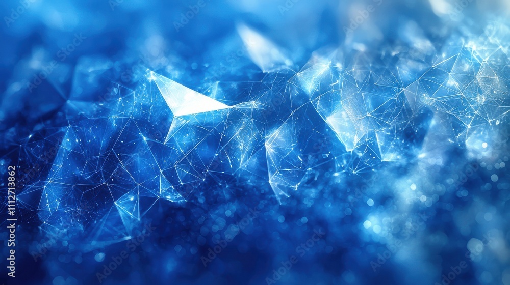 Poster vibrant abstract blue background showcasing geometric shapes and light patterns in an artistic compo