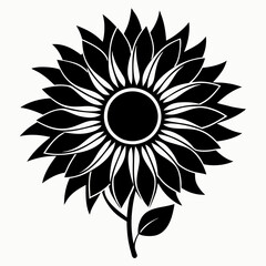 Sunflower Glow vector silhouette black design white background