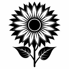 Sunflower Glow vector silhouette black design white background