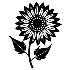 Sunflower Glow vector silhouette black design white background