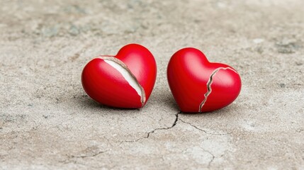 Fototapeta premium Broken Hearts Symbolizing Heartbreak and Emotional Pain Concept