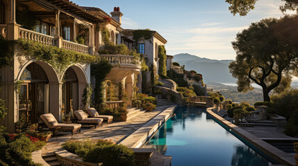 Captivating Italy: 3D Render of Vintage Pool Villa Architecture and Outdoor Spaces Design