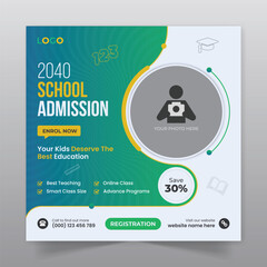 School admission social media post and back to school promotion web banner template