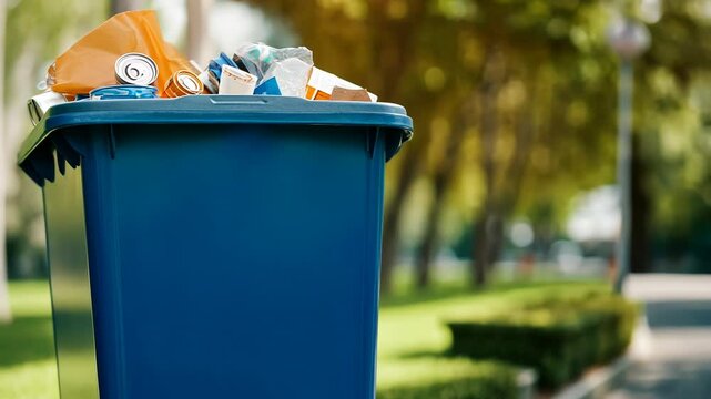 Recycling Bin with Paper, Cans, and Plastic Waste
