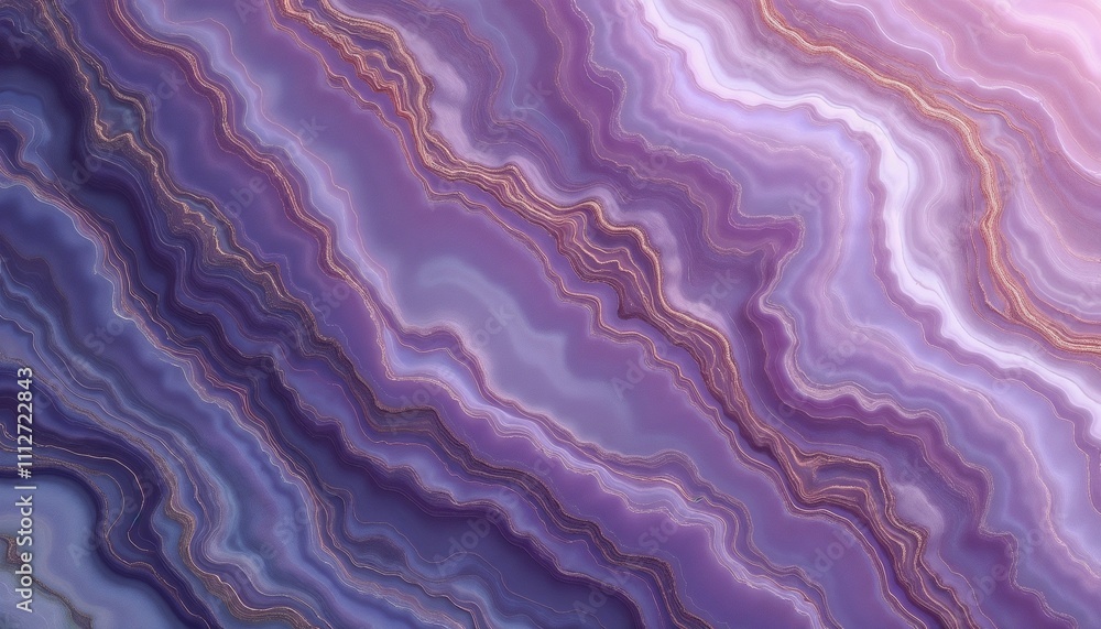 Poster abstract pattern resembling agate or marble slice with purple and gold veins.flowing purple pattern 