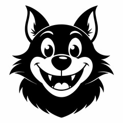 Wagging Smile vector silhouette black design white background