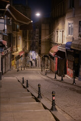 Quiet late night scene in the Beyoğlu district of old town Istanbul.