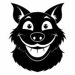 Wagging Smile vector silhouette black design white background