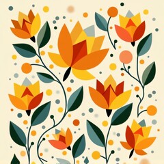 Cheerful Geometric Floral T-Shirt Pattern Design