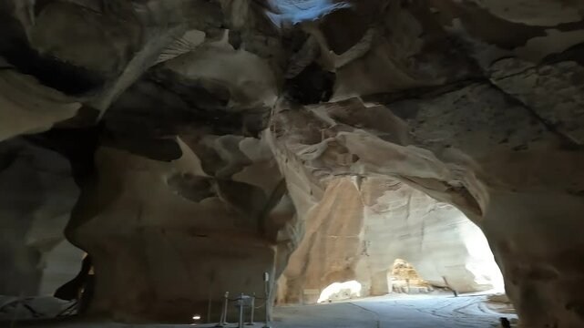 Bell Cave at Beit Guvrin, Israel, a UNESCO World Heritage Site. This unique limestone cave features stunning natural light and ancient historical significance - Israel.