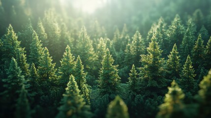 Fototapeta premium Lush green forest absorbing co2: nature's carbon impact solution