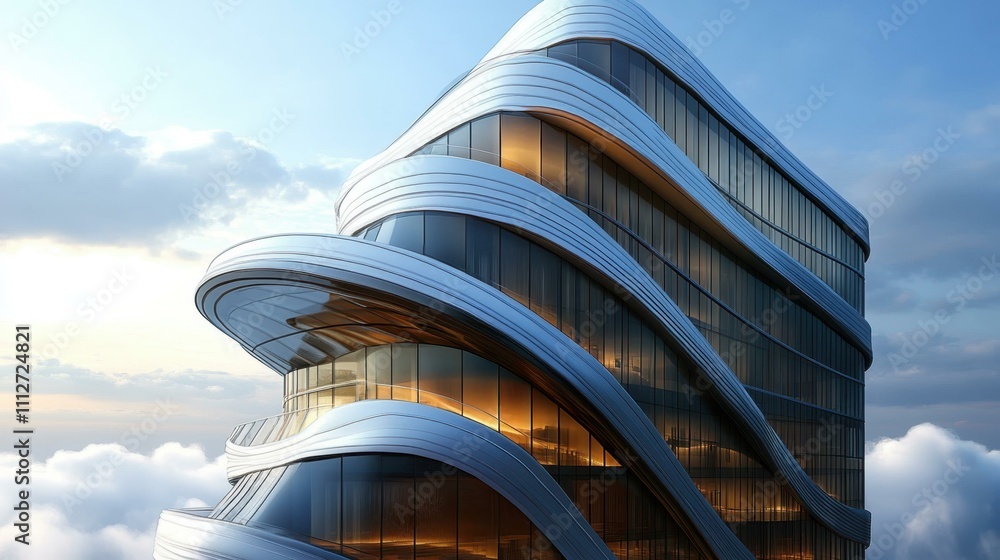 Poster architecture abstract image futuristic buildings abstract image one main object high quality very de