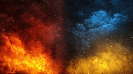 Naklejka premium Dramatic Colorful Explosion in Orange Red Yellow and Blue Hues