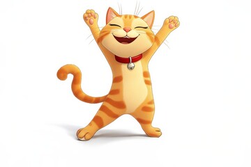 Vibrant digital art playful cat character with cheerful expression