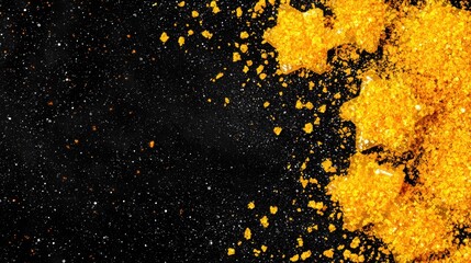 Fototapeta premium Vibrant Golden Crystals on Black Background for Creative Projects