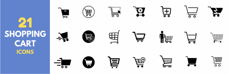shopping cart icons set for web and UIUX design. Vector objects isolated on a white background, Shop cart icon set, buy and sale symbol. Full and empty shopping cart. Shopping basket icon sign 