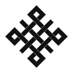 Asian knot or eternal knot. Black sign. Tradition Chinese, Tibetian knot