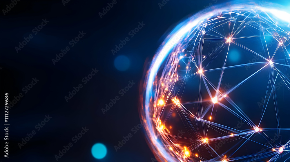 Poster abstract digital globe with network connections.