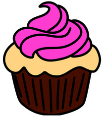 Cute cupcake with pink cream