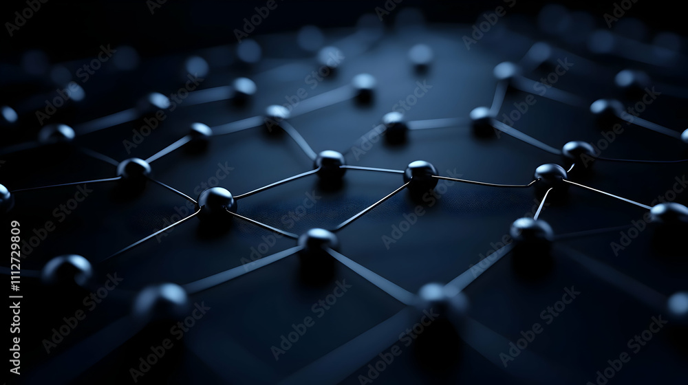 Aufkleber abstract network connection with dark background.