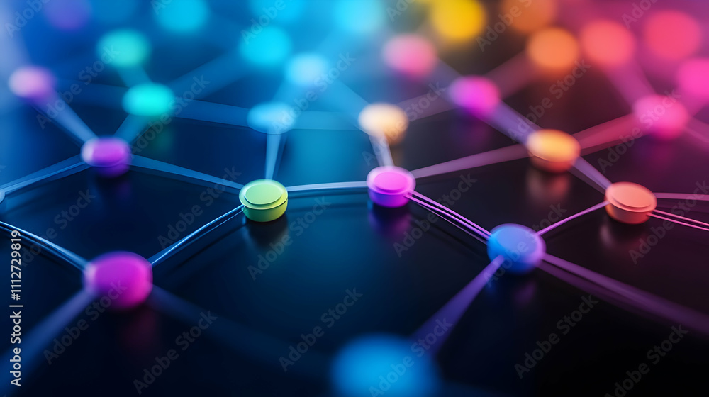 Poster abstract network connection in vibrant colors.