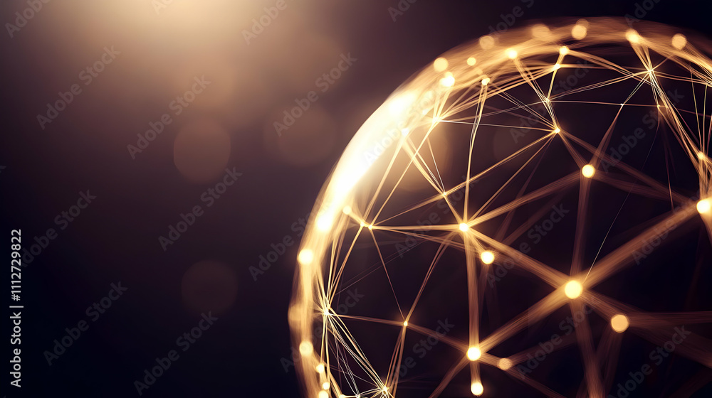 Canvas Prints abstract network sphere with glowing connections.