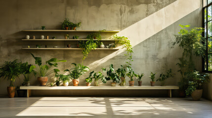 Beautiful Home Decor Ideas for Indoor With Sun Light, Minimalistic Garden Concept, Resident Feeling Relaxation Background.