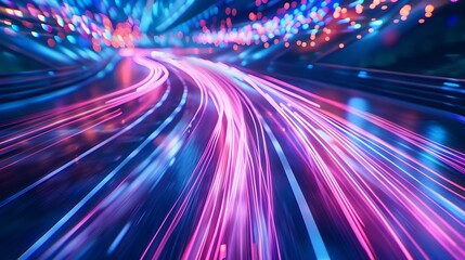 Futuristic neon lines showcasing dynamic motion