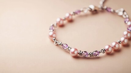 Obraz premium Elegant pearl and bead bracelet with delicate intricate design on soft background