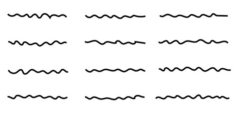 Abstract black wave background. waves line set. waves collection vector. Black wave line and wavy zigzag seamless pattern lines isolated on white background. Vector illustration with editable stroke.