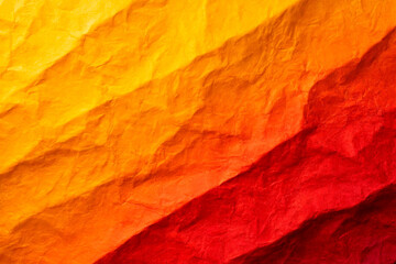 Vibrant Wrinkled Paper Texture &ndash; Yellow to Red Gradient Abstract Background