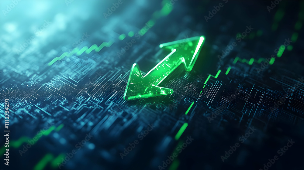 Poster digital arrows on a glowing data network.