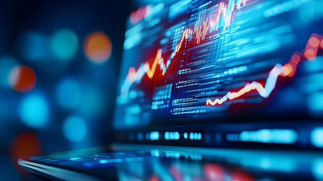 Digital analytics data visualization on laptop.