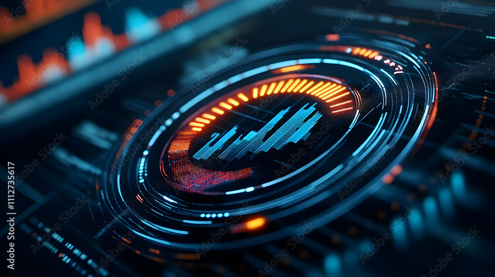 Poster futuristic data visualization interface design.