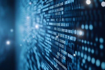 White digital grid with binary code numbers backdrop