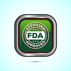 FDA approved icon, Food and Drug administration icon label, Green Color Square Button Design
