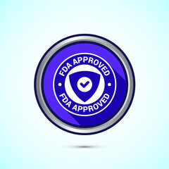 FDA approved icon, Food and Drug administration icon label, Blue Shadow Button Design