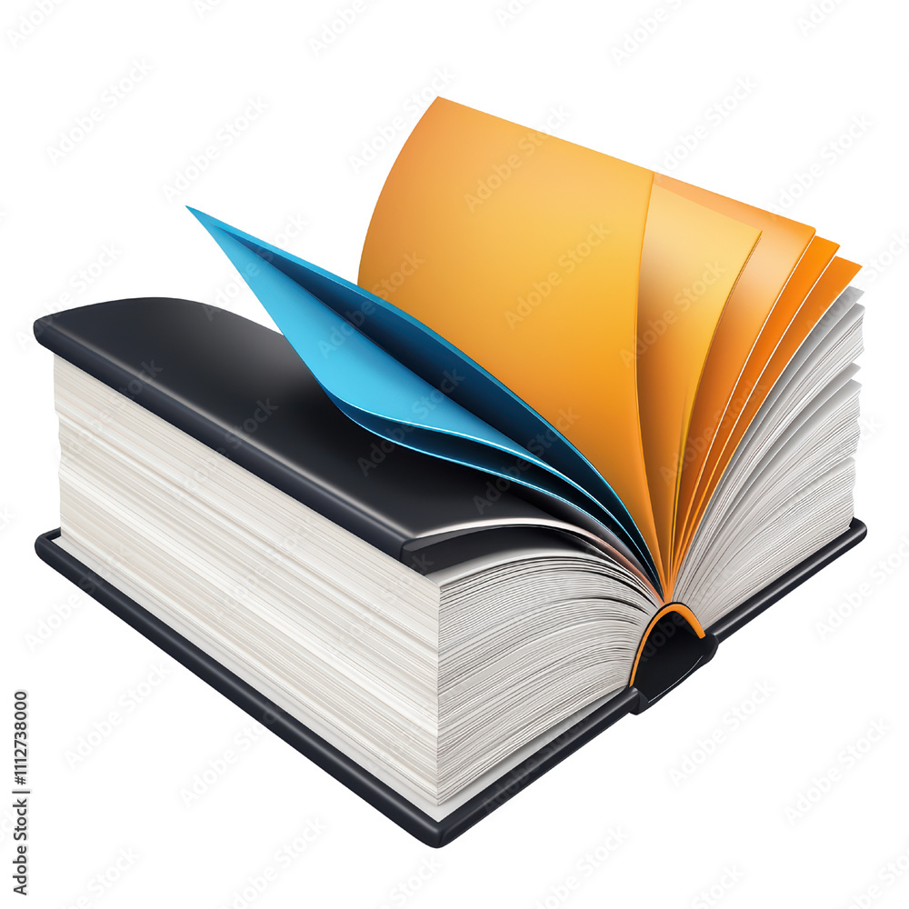 Poster open book with colorful pages, showcasing vibrant design and inviting reading. perfect for education