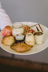 Food served and plated during a brunch party