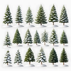 Obraz premium Christmas Trees with Snow isolated on transparent or white background 